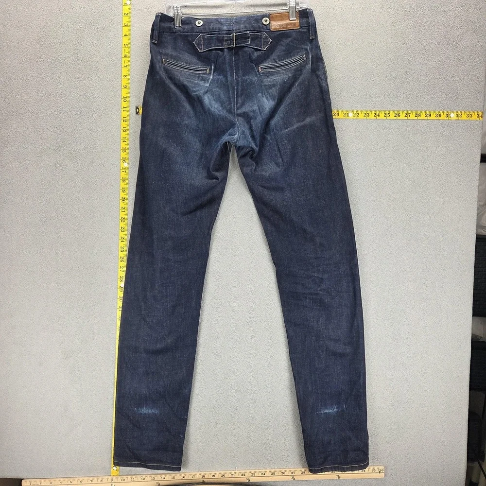 Levis Jeans Mens 30x34 Blue Selvedge Made & Crafted Buckle Back Biker Button Fly